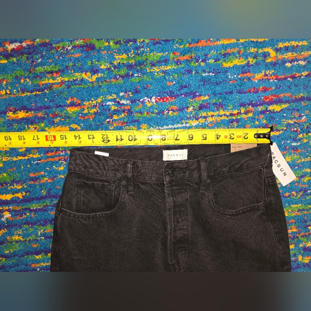 NWT PacSun Dad Jeans size 28 black button fly high rise straight relaxed fit. - Picture 9 of 10